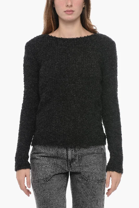 Gentryportofino Bouclè Wool Pullover with Wide Neckline