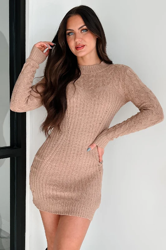 Gimme A Clue Sweater Dress (Camel)