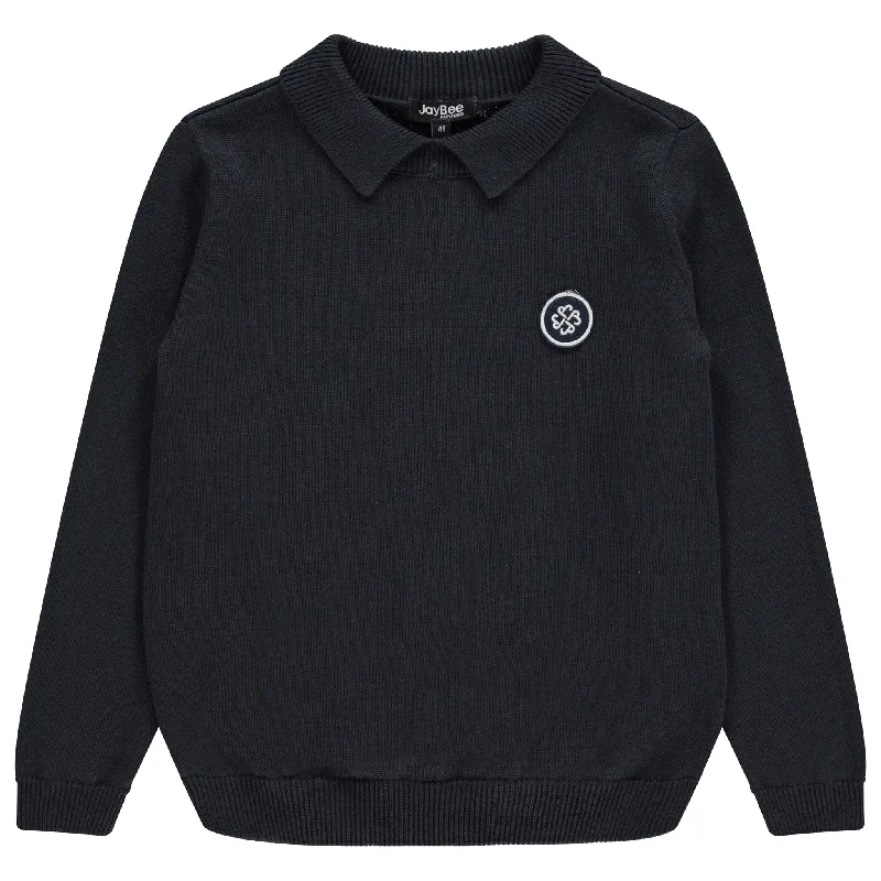 Jaybee Navy Tetured Knit Polo