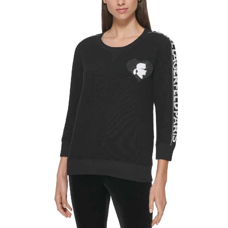 Karl Lagerfeld Paris Womens Patch Logo Pullover Sweater