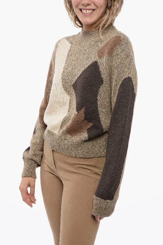 Moschino Blended Wool Pullover with Geometric Pattern