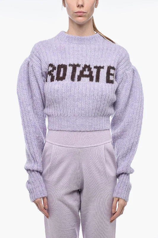 Rotate Logoed Pullover with Balloon Sleeve