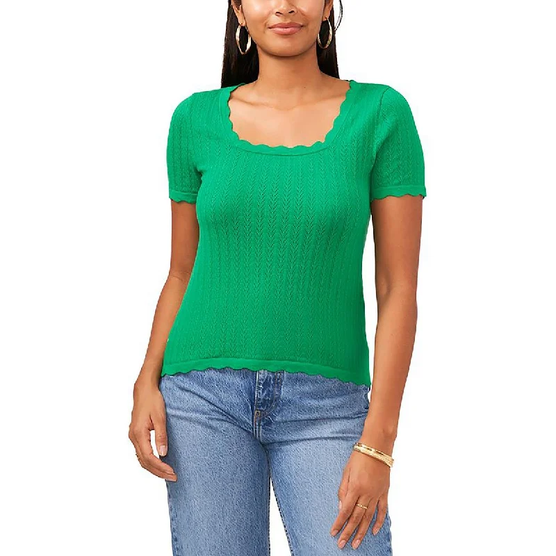 Sam and Jess Womens Square Neck Short Sleeve Pullover Sweater