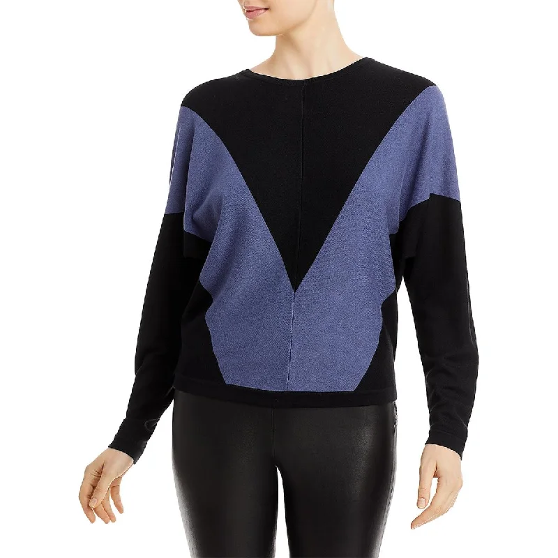 T Tahari Womens Knit Colorblock Pullover Sweater