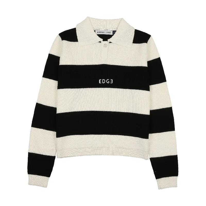 Urban Edge Black & White Knit Polo