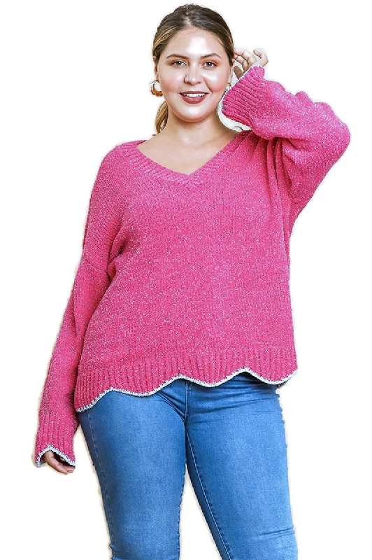 Zig Zag Pullover Sweater, Pink