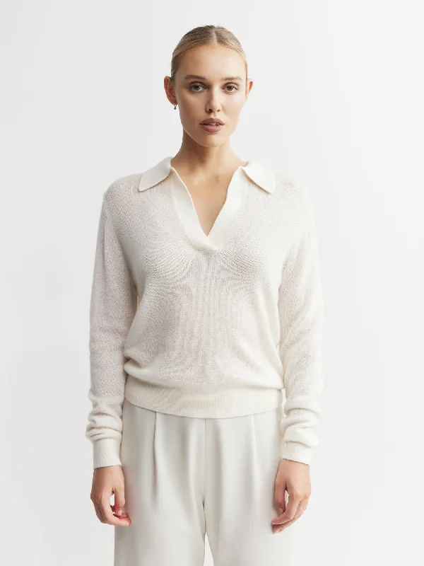 Featherweight Cashmere Polo - Cream