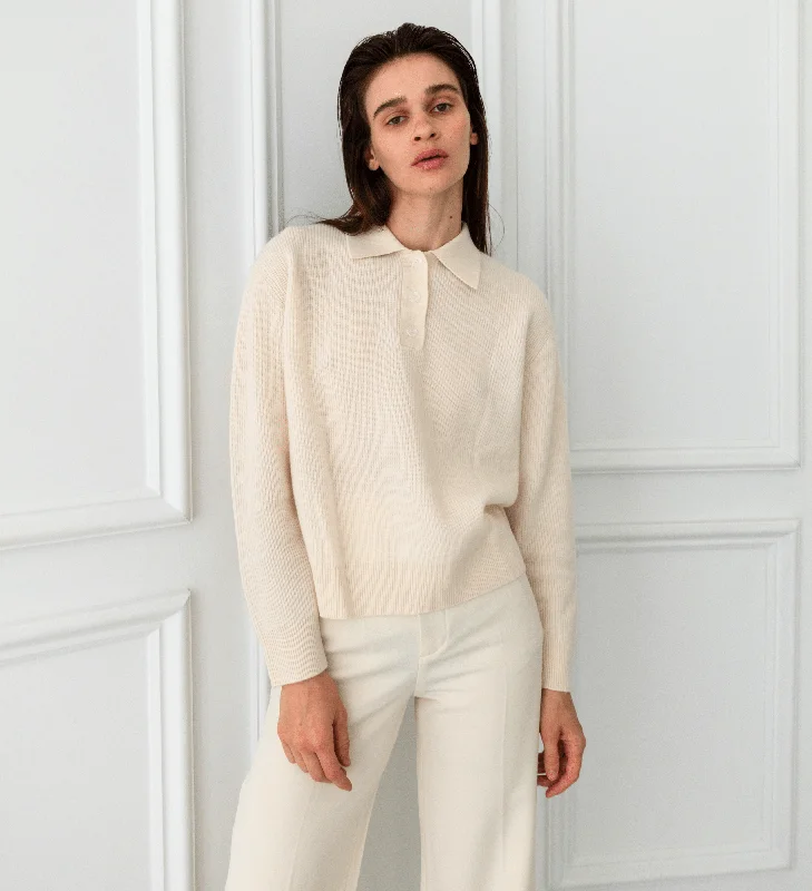 The Polo Collar Cashmere Sweater with Buttons