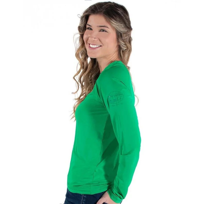 Cowgirl Tuff Western Shirt Womens Breathe L/S Tee Money Green 100494