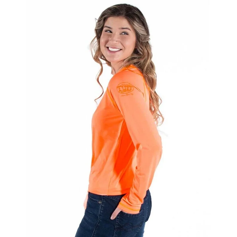 Cowgirl Tuff Western Shirt Womens Breathe L/S Tee Tangerine 100499