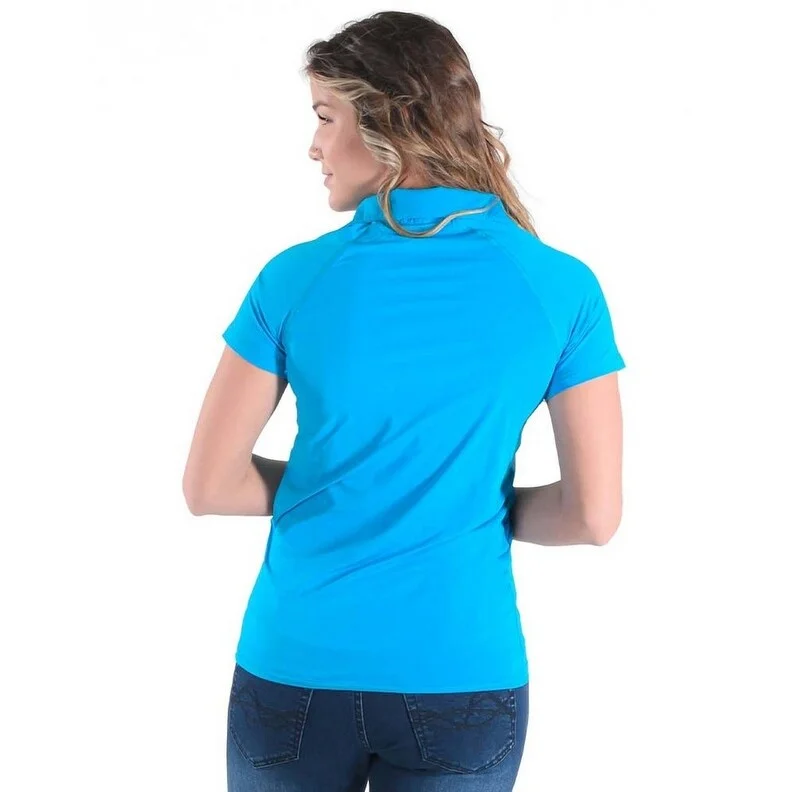 Cowgirl Tuff Western Shirt Womens Breathe S/S Tee Aqua 100504