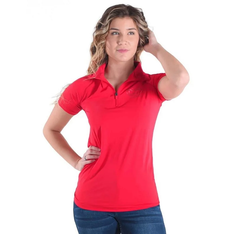 Cowgirl Tuff Western Shirt Womens Breathe S/S Tee Bright Red 100508