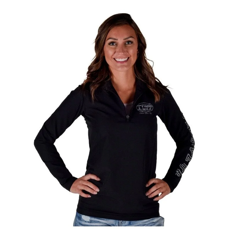 Cowgirl Tuff Western Shirt Womens L/S Logo Stretch Black 100787