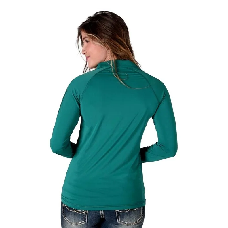 Cowgirl Tuff Western Shirt Womens L/S Tee 1/4 Zip Pine 100548