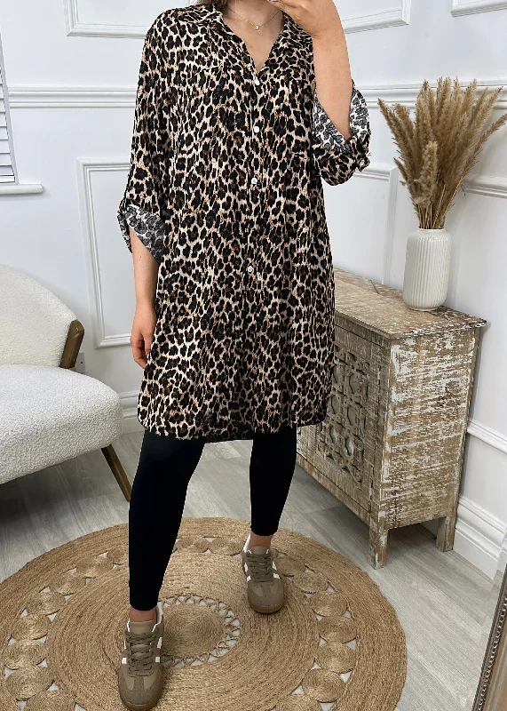 Domenica Leopard Print Longline Shirt