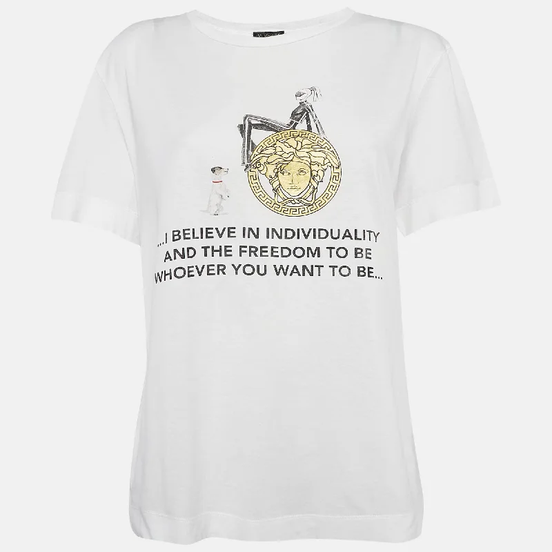 Gianni Versace White I Believe In Individuality Print Jersey T-Shirt