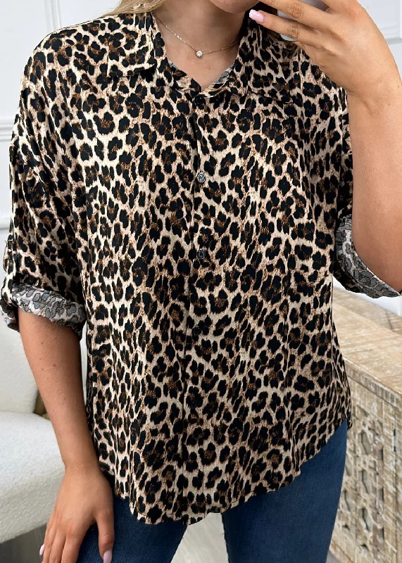 Oprah Beige Leopard Print Shirt