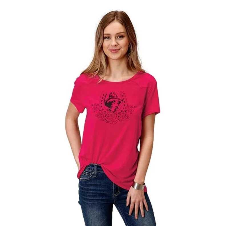 Roper Western Shirt Women S/S Cowgirl Tee Red 03-039-0514-0191 RE