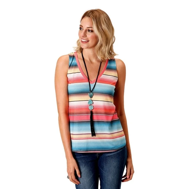 Roper Western Shirt Women Sleeveless Serape 03-037-0514-3042 WH