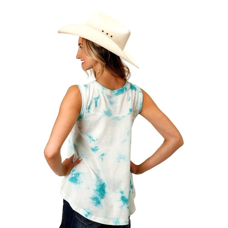 Roper Western Shirt Womens Dyed Sleeveless Blue 03-037-0514-2044 BU