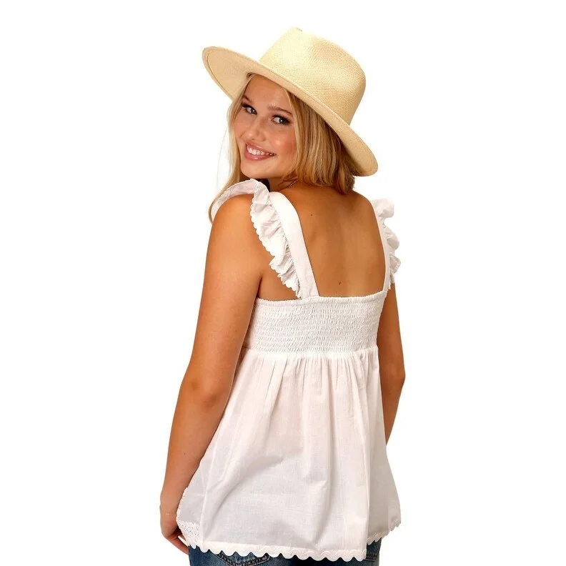 Roper Western Shirt Womens Sleeveless White 03-052-0565-0453 WH