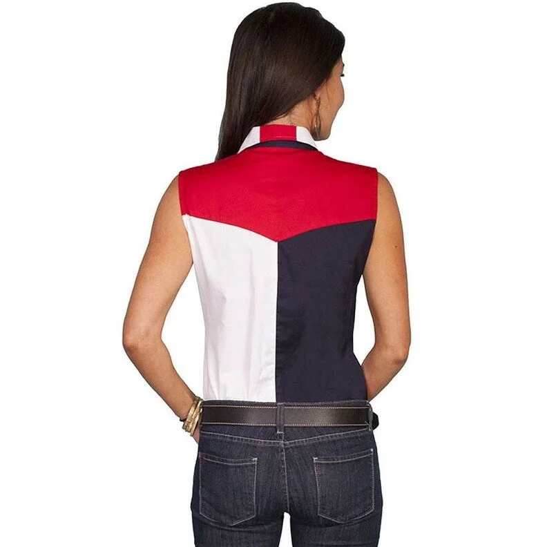 Scully Western Shirt Womens Flag Stars Stripes Sleeveless F0_RW029LSS