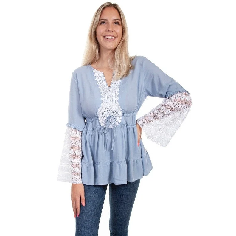 Scully Western Shirt Womens L/S Dream Catcher Wedgewood Blue F0_HC634