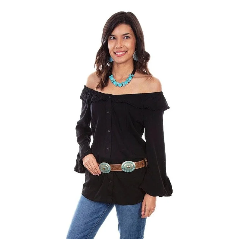 Scully Western Shirt Womens L/S Off Shoulder Drapey F0_HC579