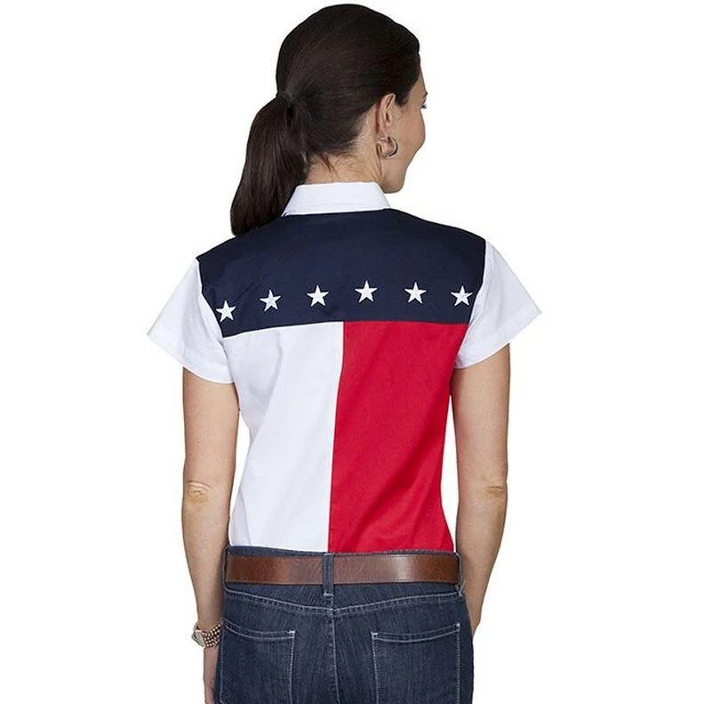 Scully Western Shirt Womens S/S Snap USA Block Patriotic F0_PL-756SS