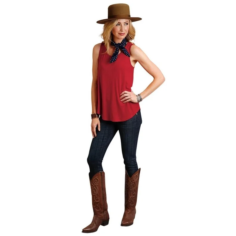 Stetson Western Shirt Womens Sleeveless Loose Red 11-037-0514-2038 RE