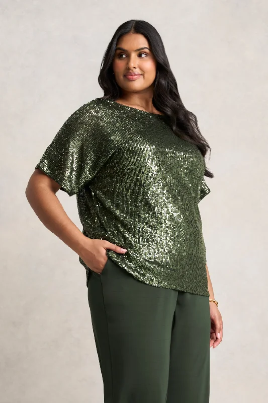 Sequin T-Shirt - Khaki