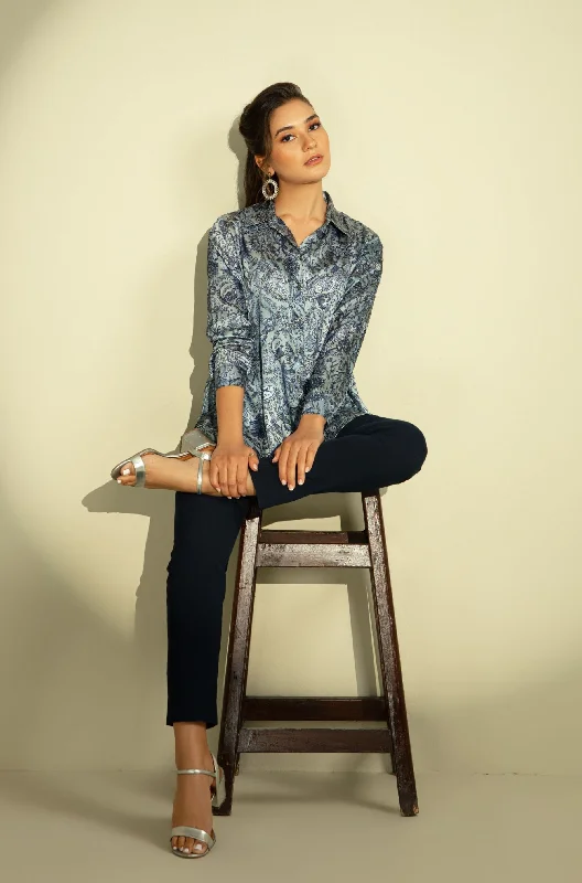 Virsa Silk Shirt - Shades Of Blue