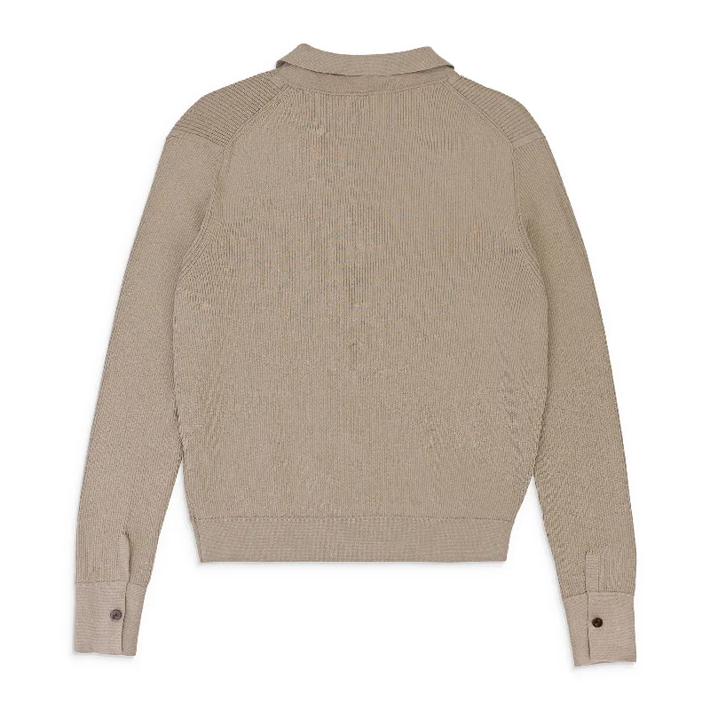 RIB DEEP POLO SAND SWEATER