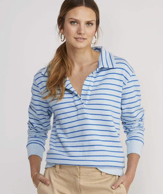 Vineyard Vines Women's Striped Polo Popover Sweatshirt - Ice Water